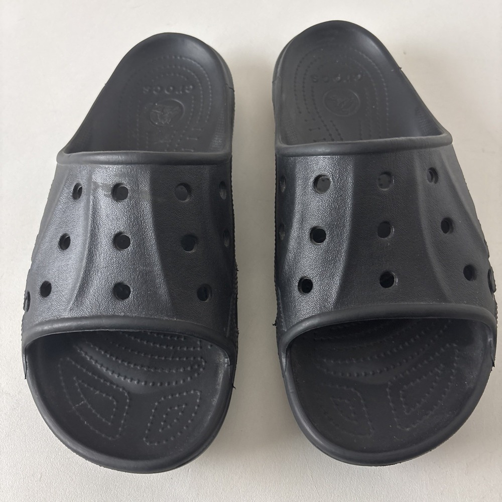 Crocs Mens Black Slides Slip in Comfort Casual Sz 11 Beachy Vaca slip on